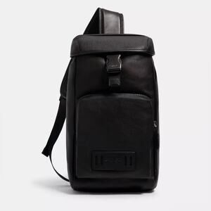 Coach Black Leather Sling Backpack